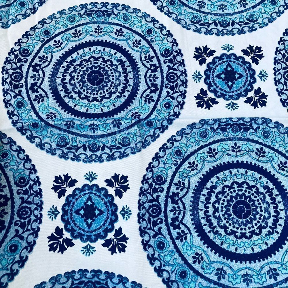 NWT Blue White Mandala Fabric Grommet Curtain Panel
